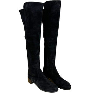 Stuart Weitzman NWOB 5050 Black Suede Over The Knee Boots Size 4.5B Leather
